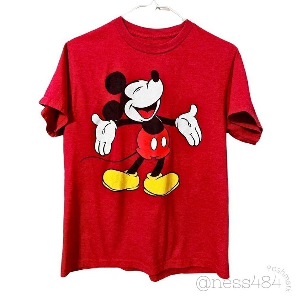 Disney Mickey Mouse Red Graphic T Shirt Kids Size Large
